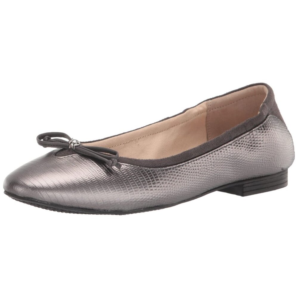 Cole Haan Women's Keira Ballet Loafer, Pewter Lizard Embossed Leather, 7.5